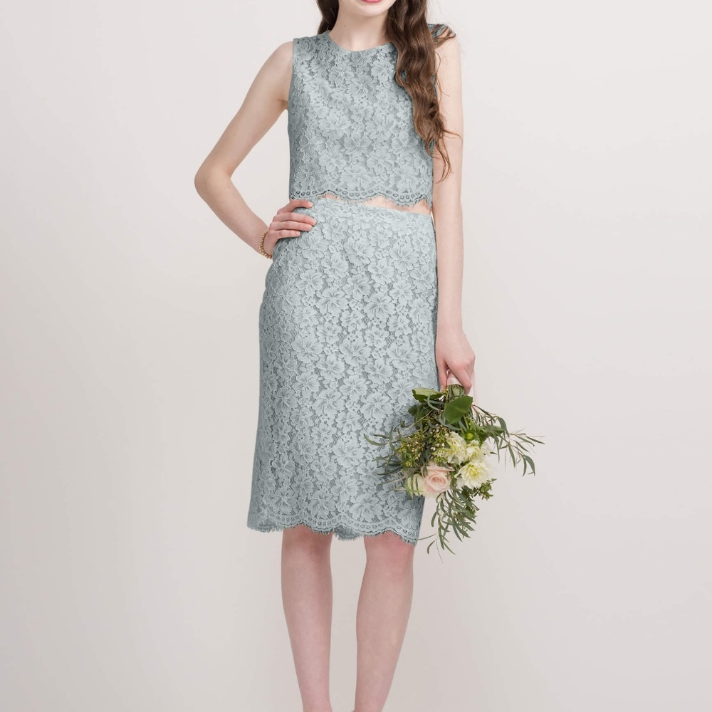 Blue Lace Midi Pencil Skirt by Love Tanya